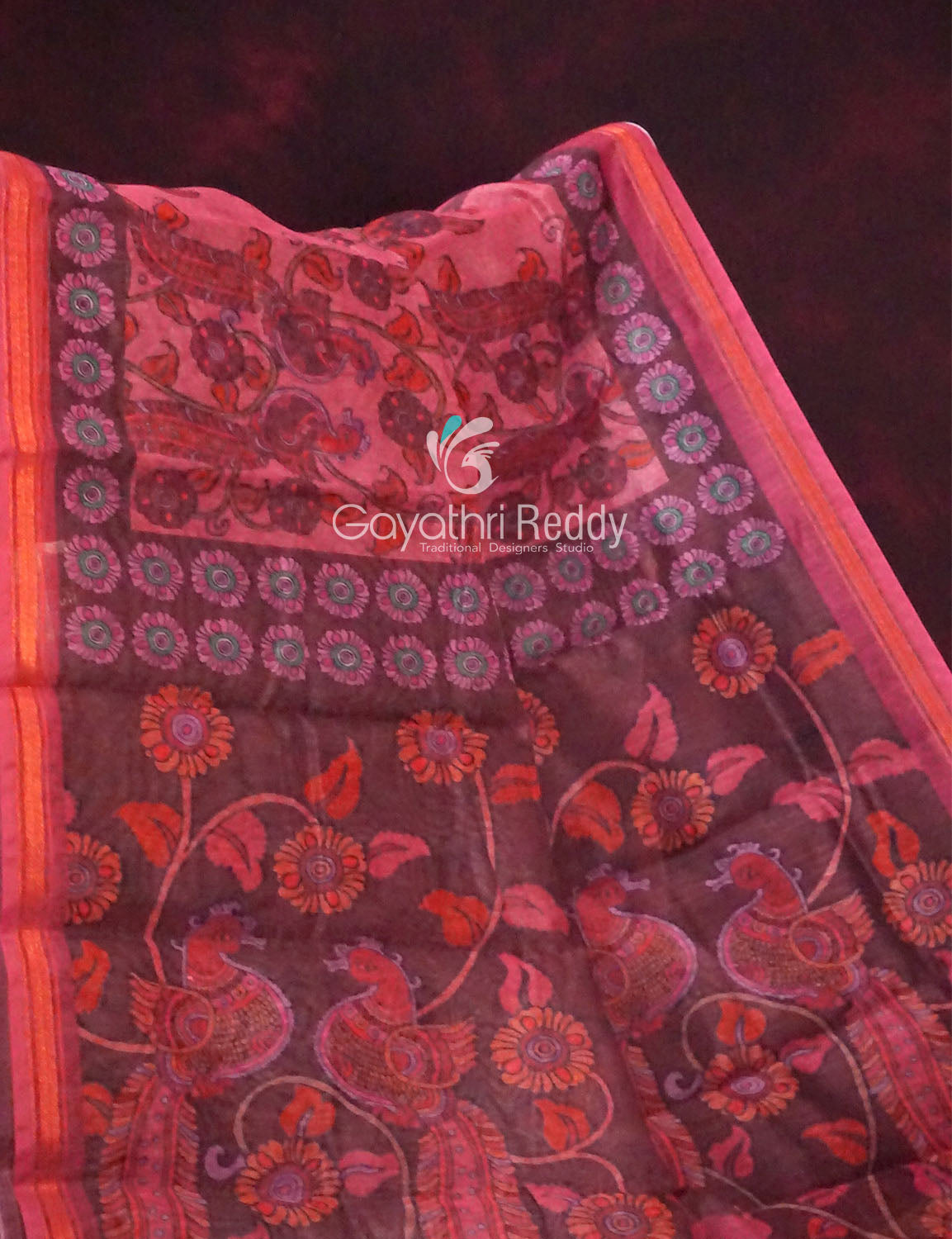 Women's Pink Semi Chanderi Saree - Gayathri Sarees