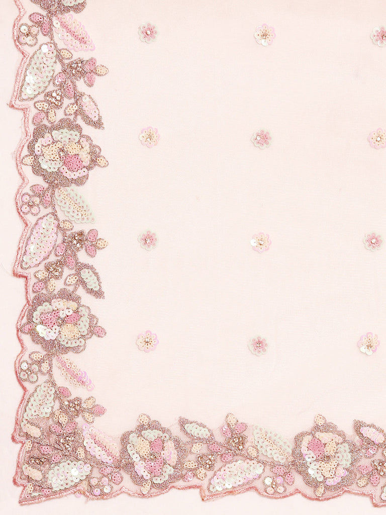 Women 's Pink Net Multi Sequins with heavy Zarkan embroidery Ready to Wear Lehenga choli & Dupatta