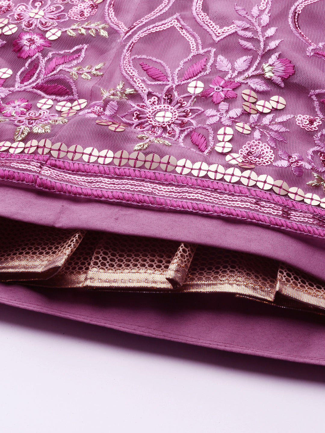 Women's Lavender Net Sequince Work Lehenga & Blouse, Dupatta - Royal Dwells