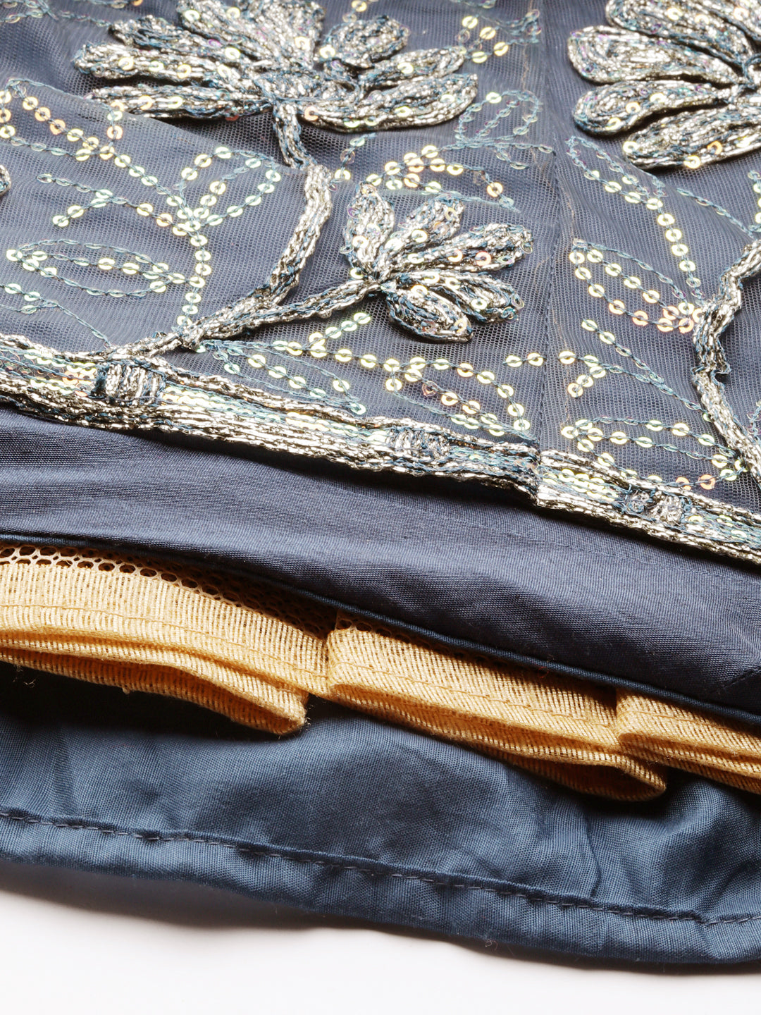 Women's Blue Net Sequinse Work Fully-Stitched Lehenga & Stitched Blouse, Dupatta - Royal Dwells