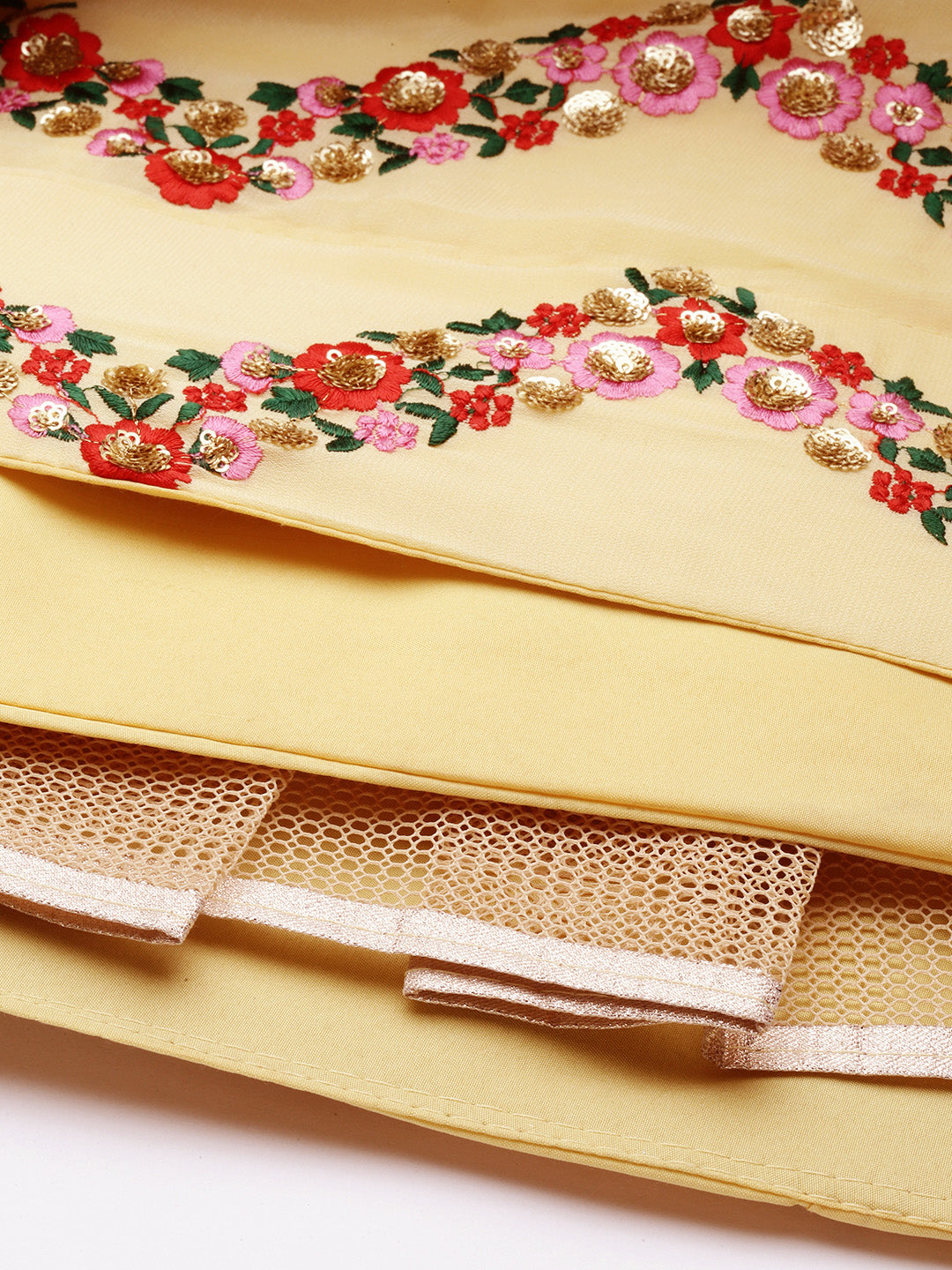 Women's Pure Georgette Thread Work Fully Stitched Lehenga - Royal Dwells