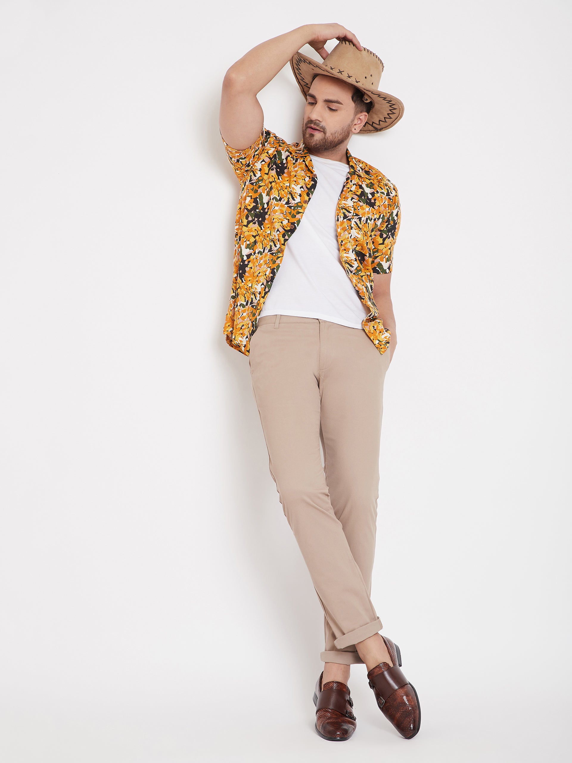 Men's Orange Summer Casual Shirt