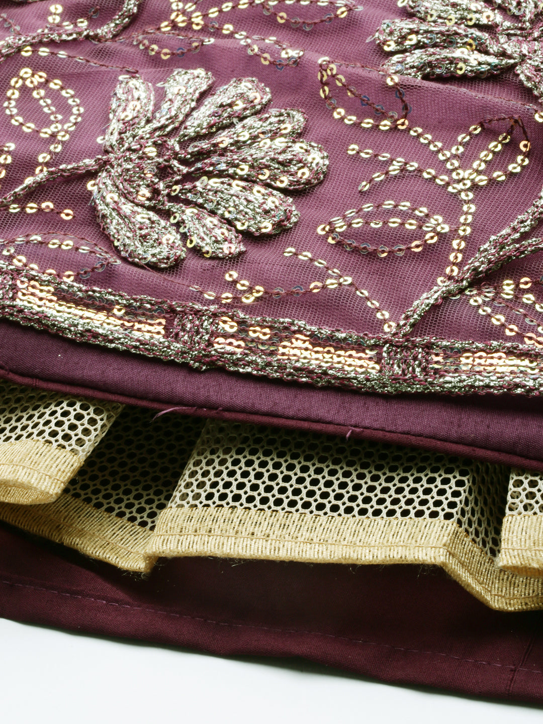 Women's Rose Gold Net Sequinse Work Fully Stitched Lehenga & Stitched Blouse, Dupatta - Royal Dwells