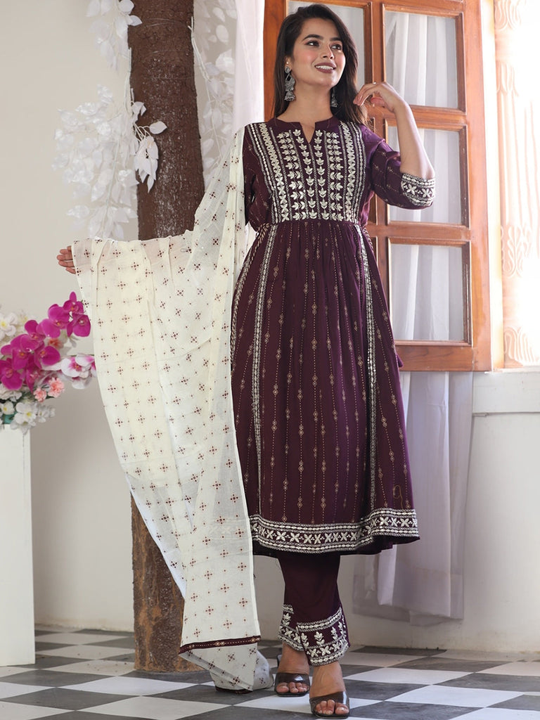 Women's Ethnic Motifs Printed Kurta With Palazzos & Dupatta