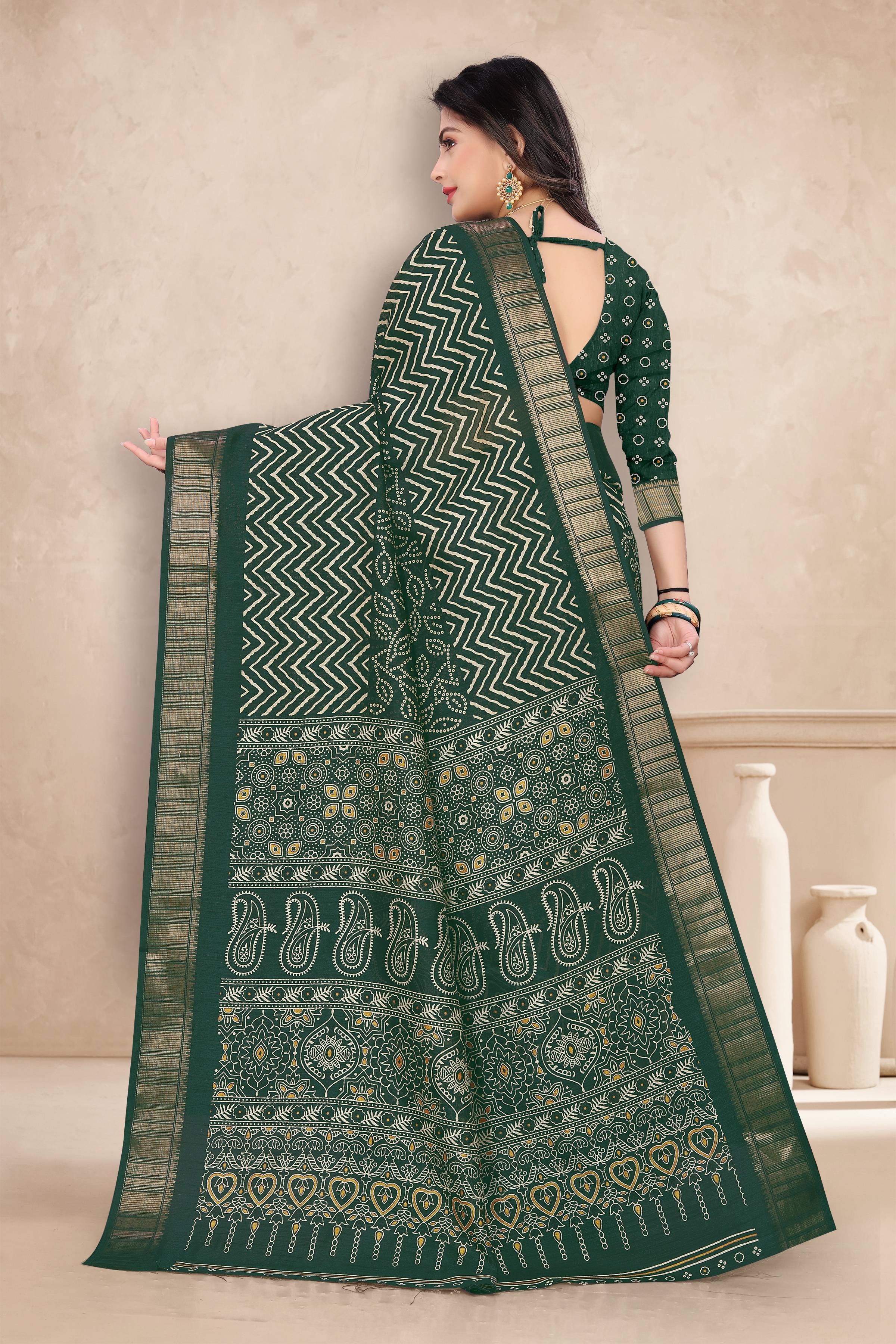 Women's Soft silk slub woven saree with lehriya print design - stavacreation