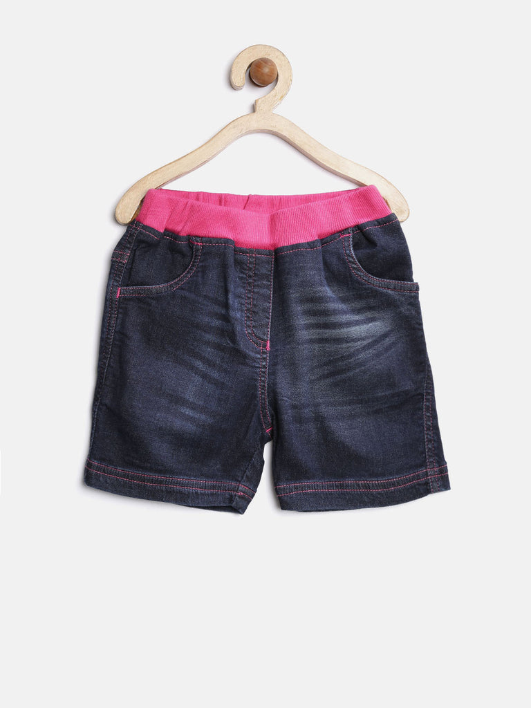 Girl's Blue Denim Jeans With Red Waistband - S