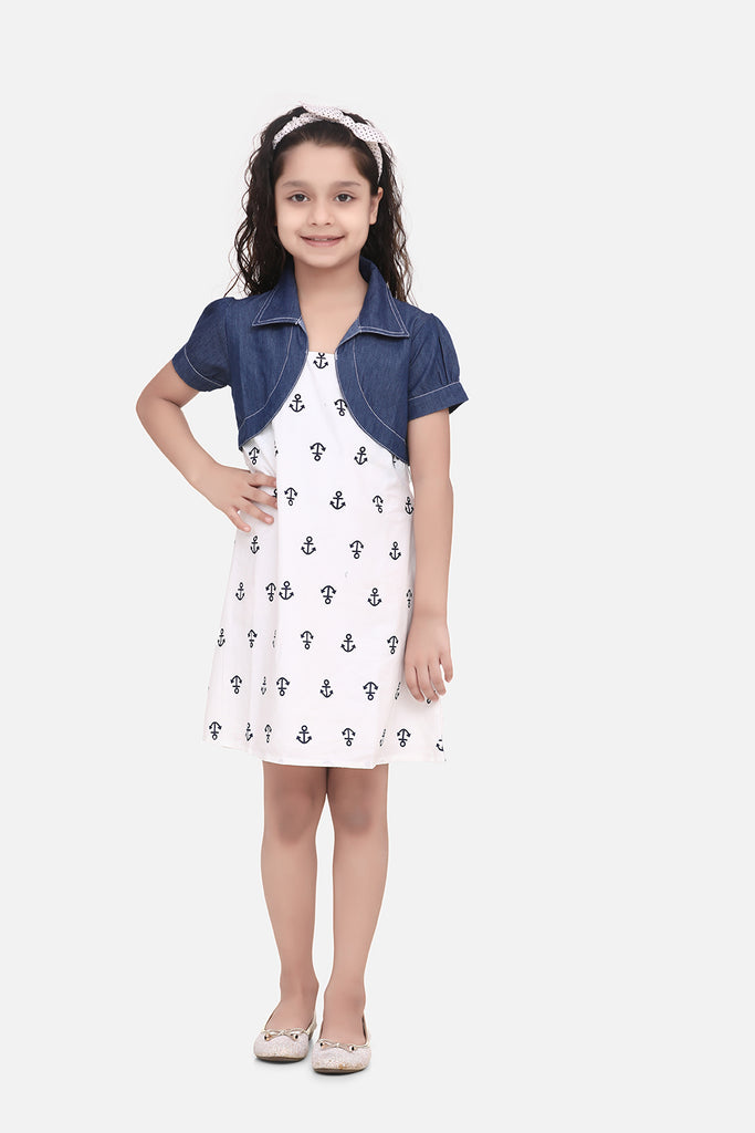 Girl's  Pink Boat Print Dungaree Shorts - S