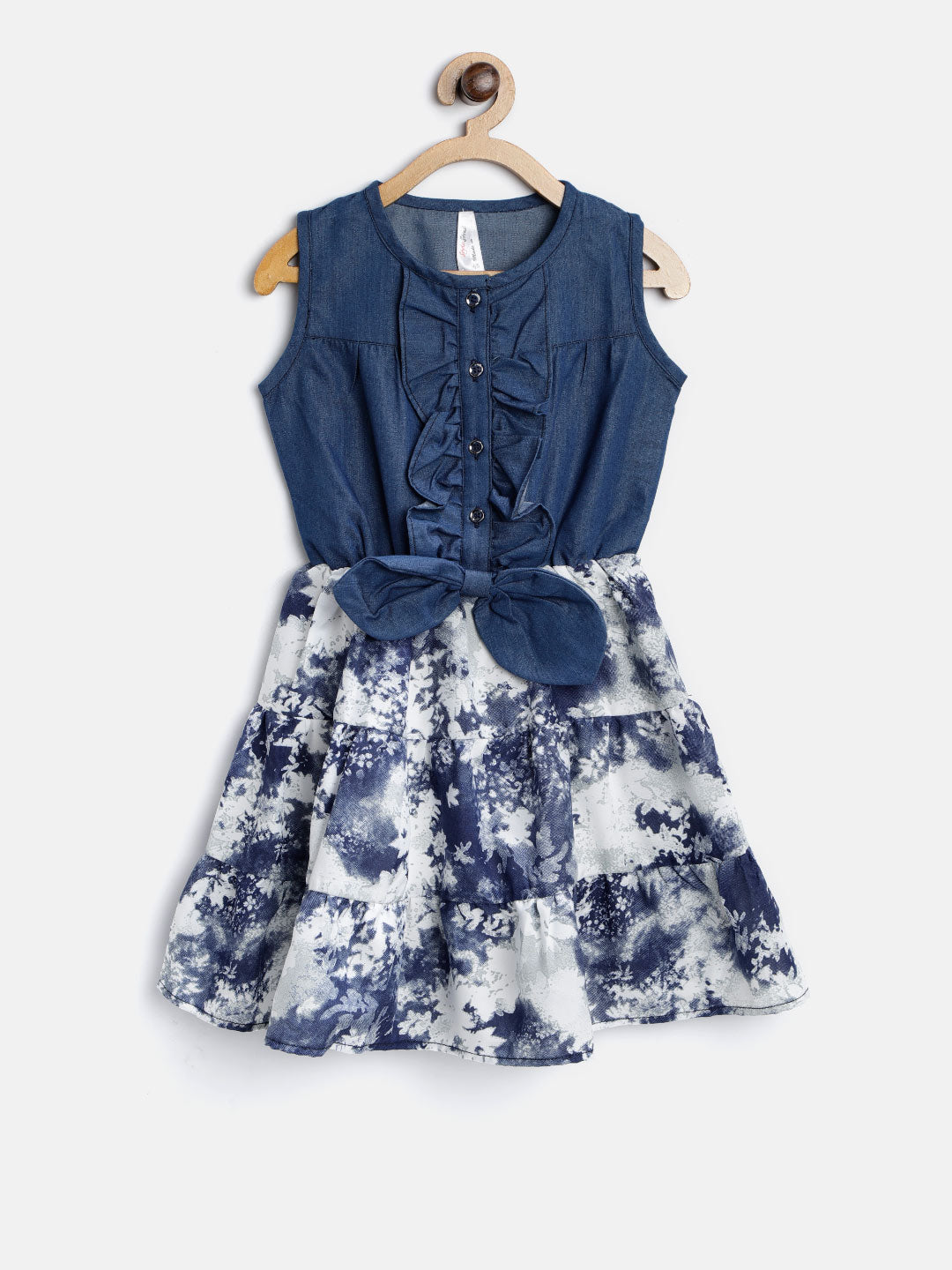 Gilr's Floral Cold Shoulder Dress With Belt - StyleStone Kid