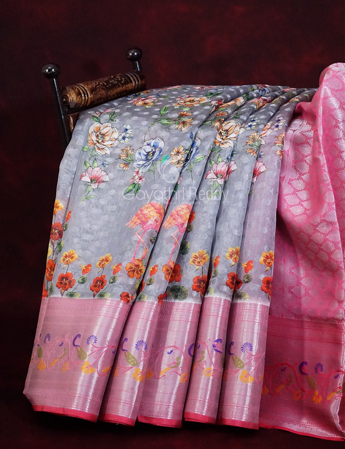 Women's Purple Pink Banaras Semi Silk Saree - Gayathri Sarees