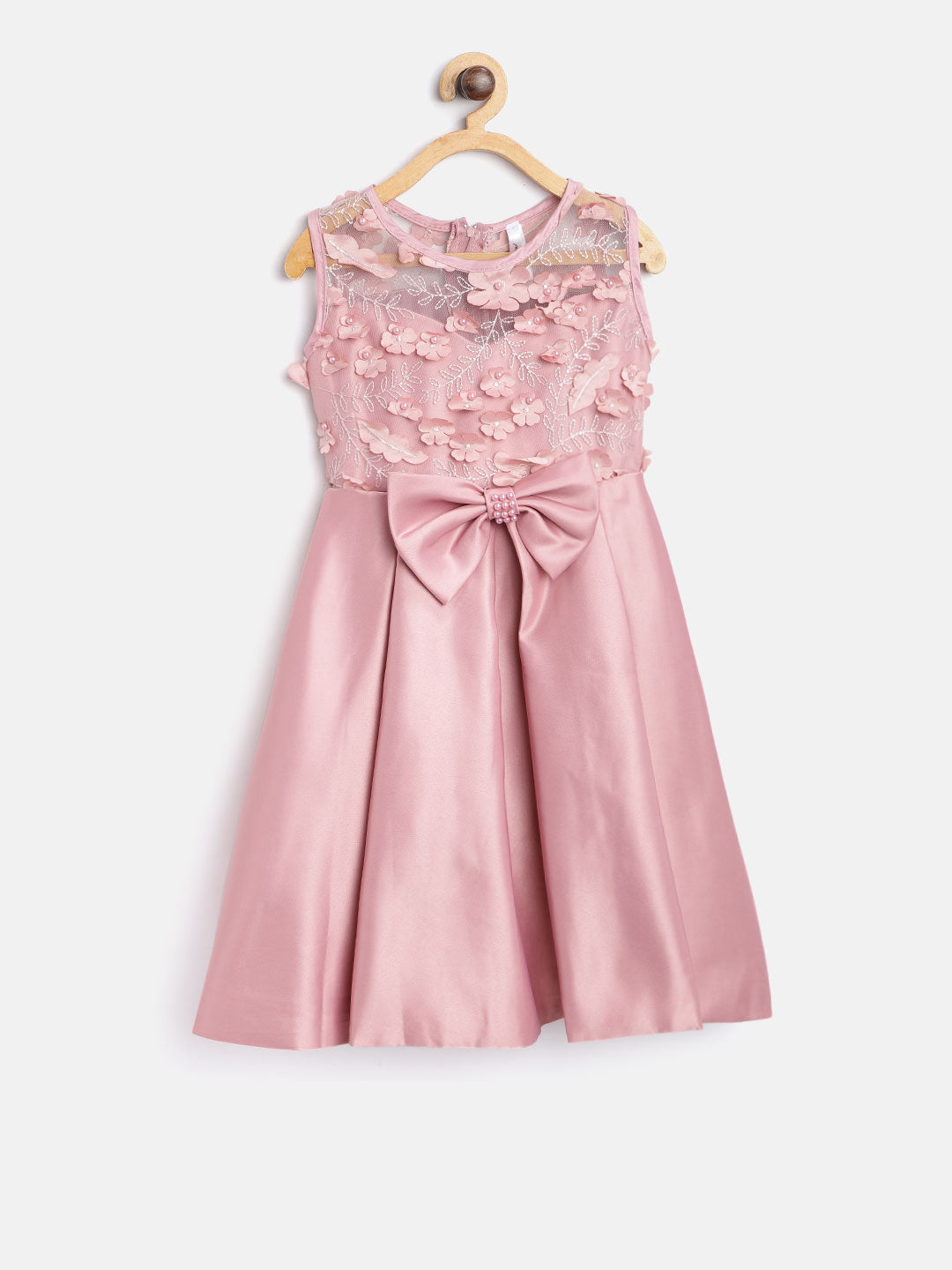 Gilr's Blue Pearls And Embroidered Party Dress - StyleStone Kid