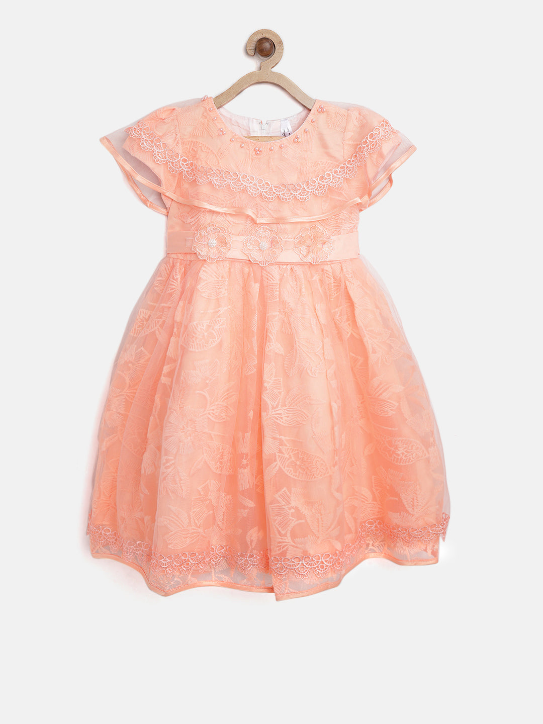 Gilr's Berry Pink Embroidered And Embellished Floral Party Dress - StyleStone Kid