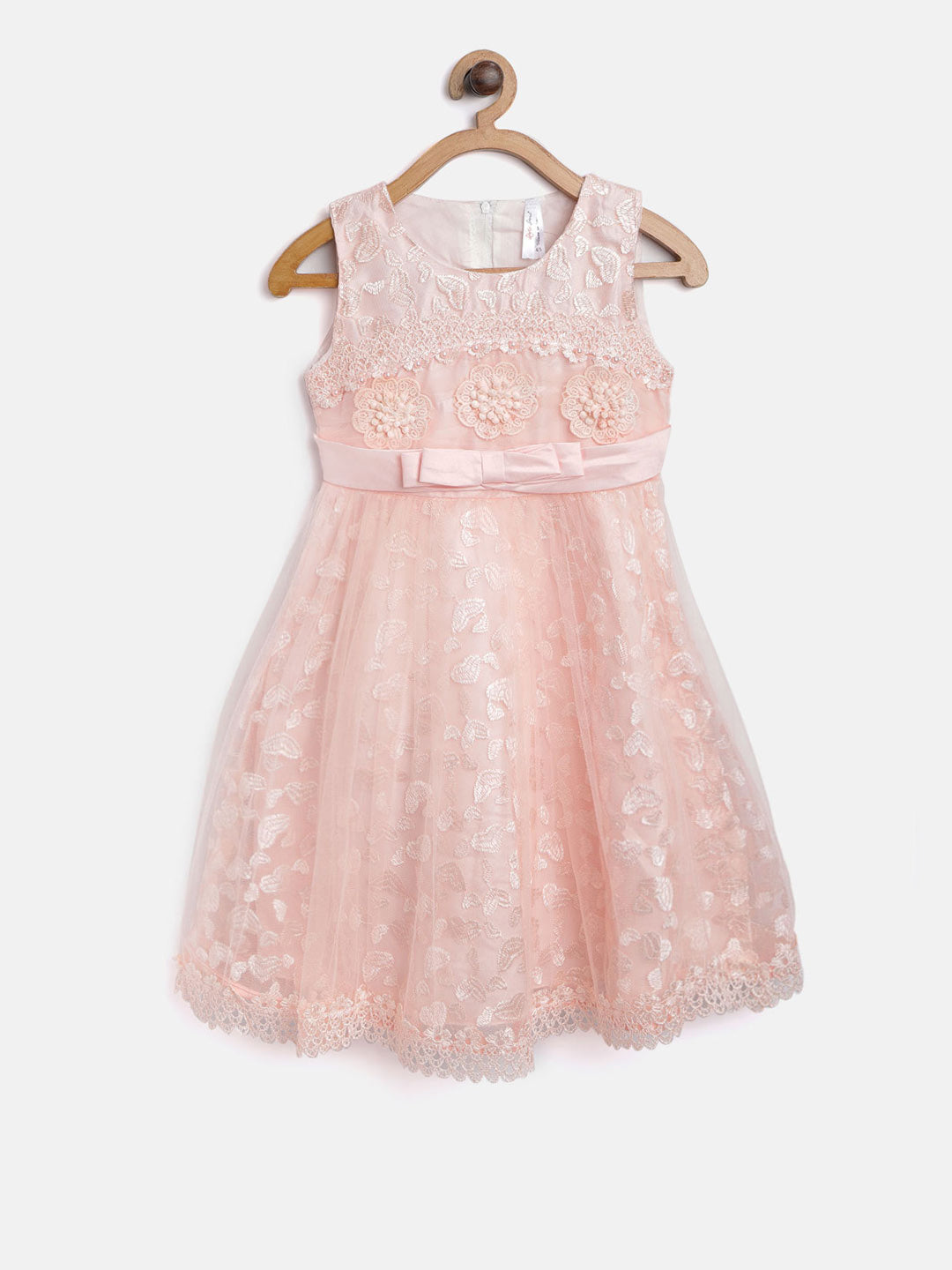 Gilr's Cream Embroidered And Embellished Party Dress - StyleStone Kid