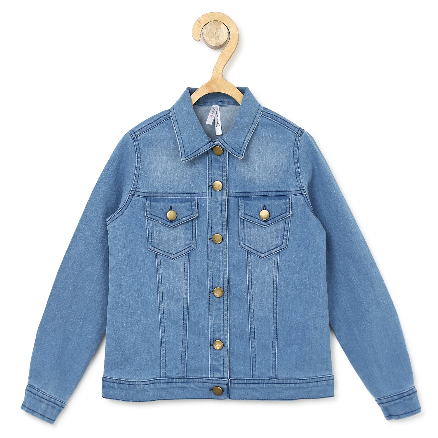 Girl's Washed Blue Denim Jacket - StyleStone Kid