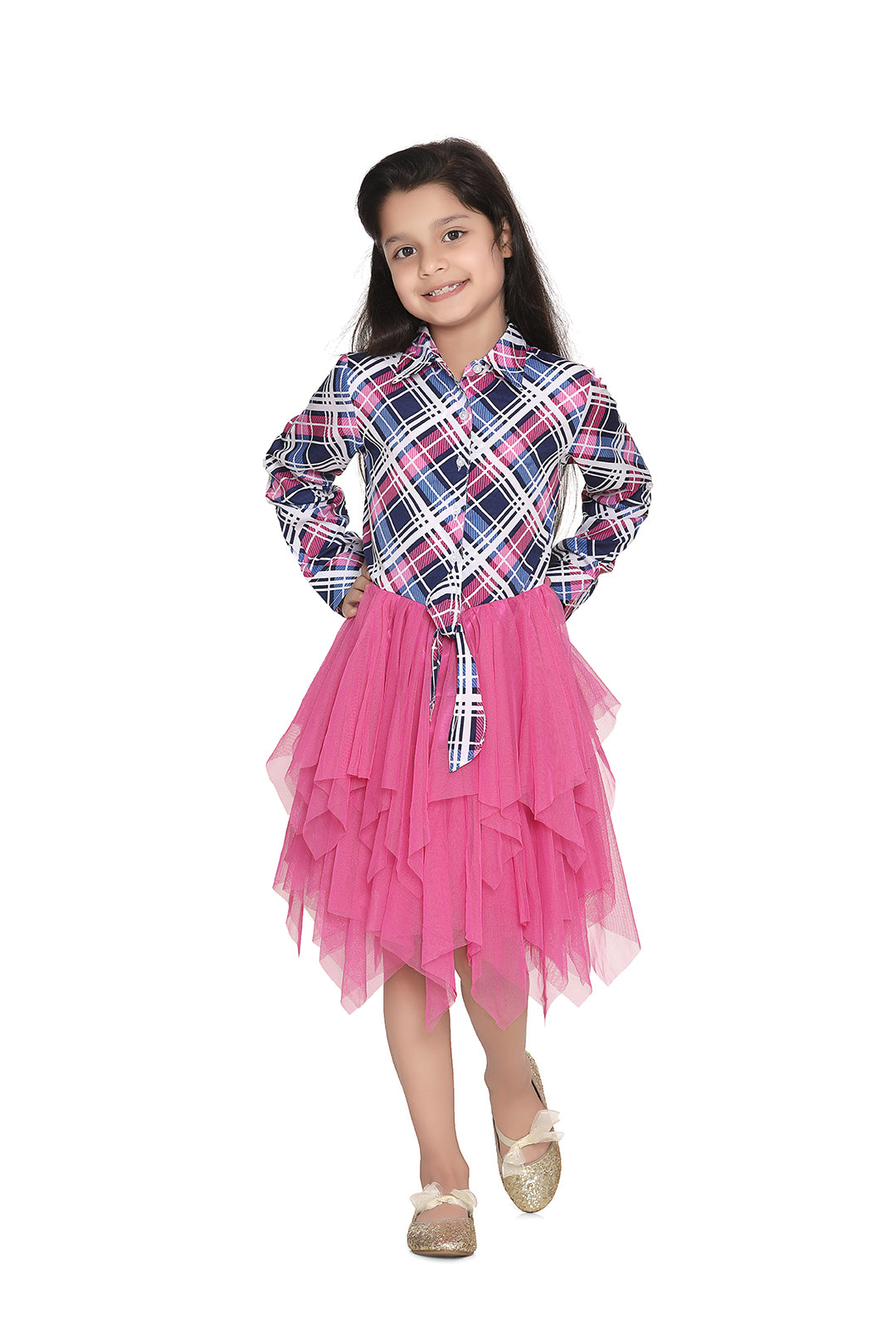 Girl's Cotton Paisley Print Dress With Slit Sleeve - StyleStone Kid