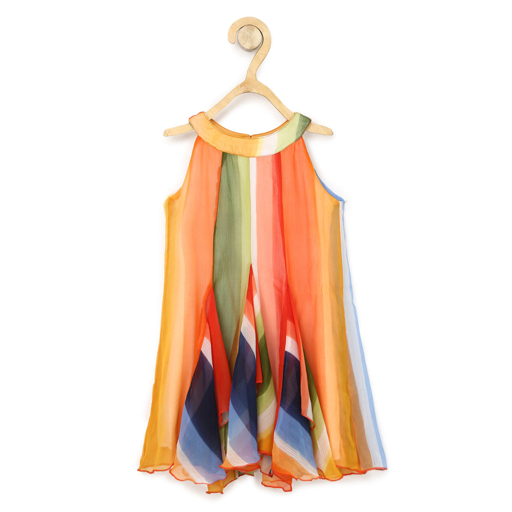 Girl's  Gils Floral Dress With Asymmetric Hemline - S