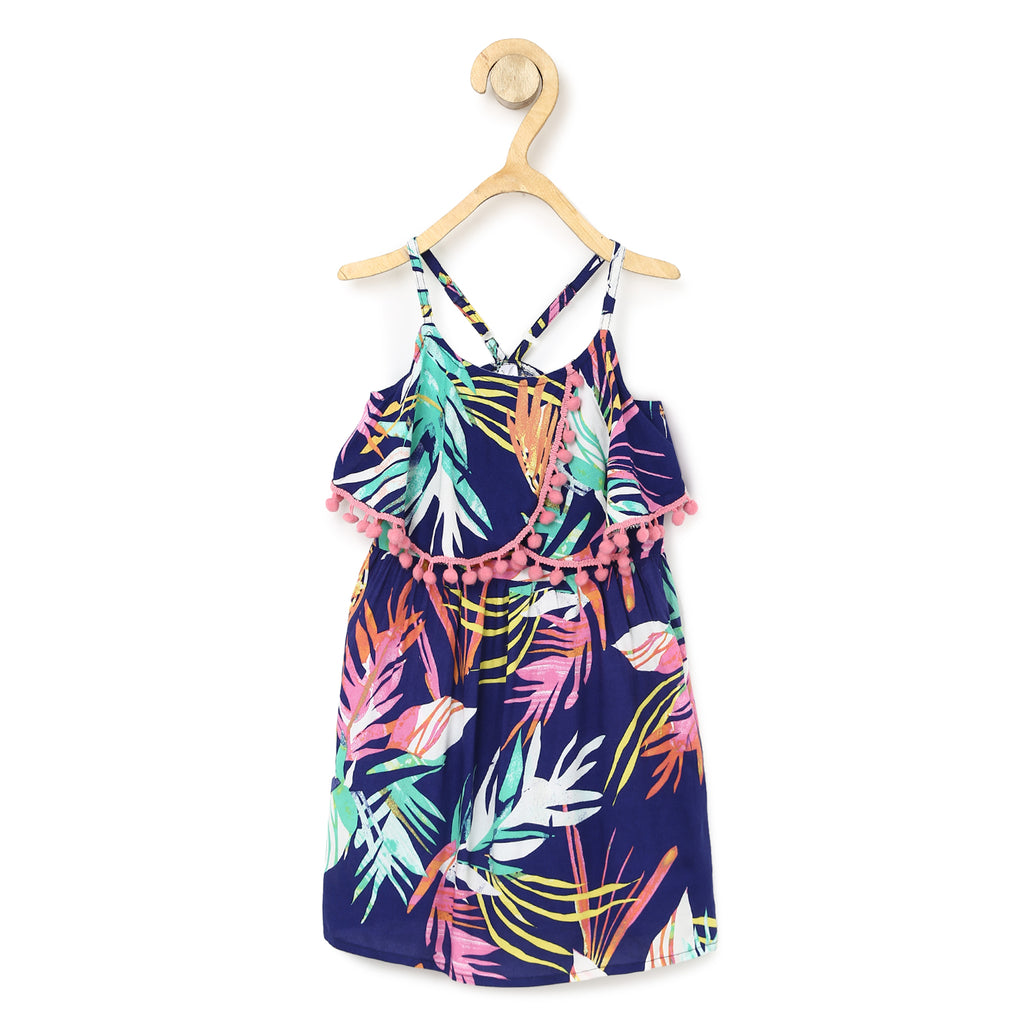 Girl's Chiffon Multi Coloured Print Dress - S