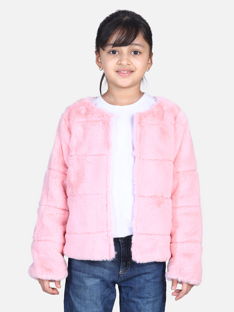 Girl's  Pink Crystal Princess Embellished Winter Hoodie - S