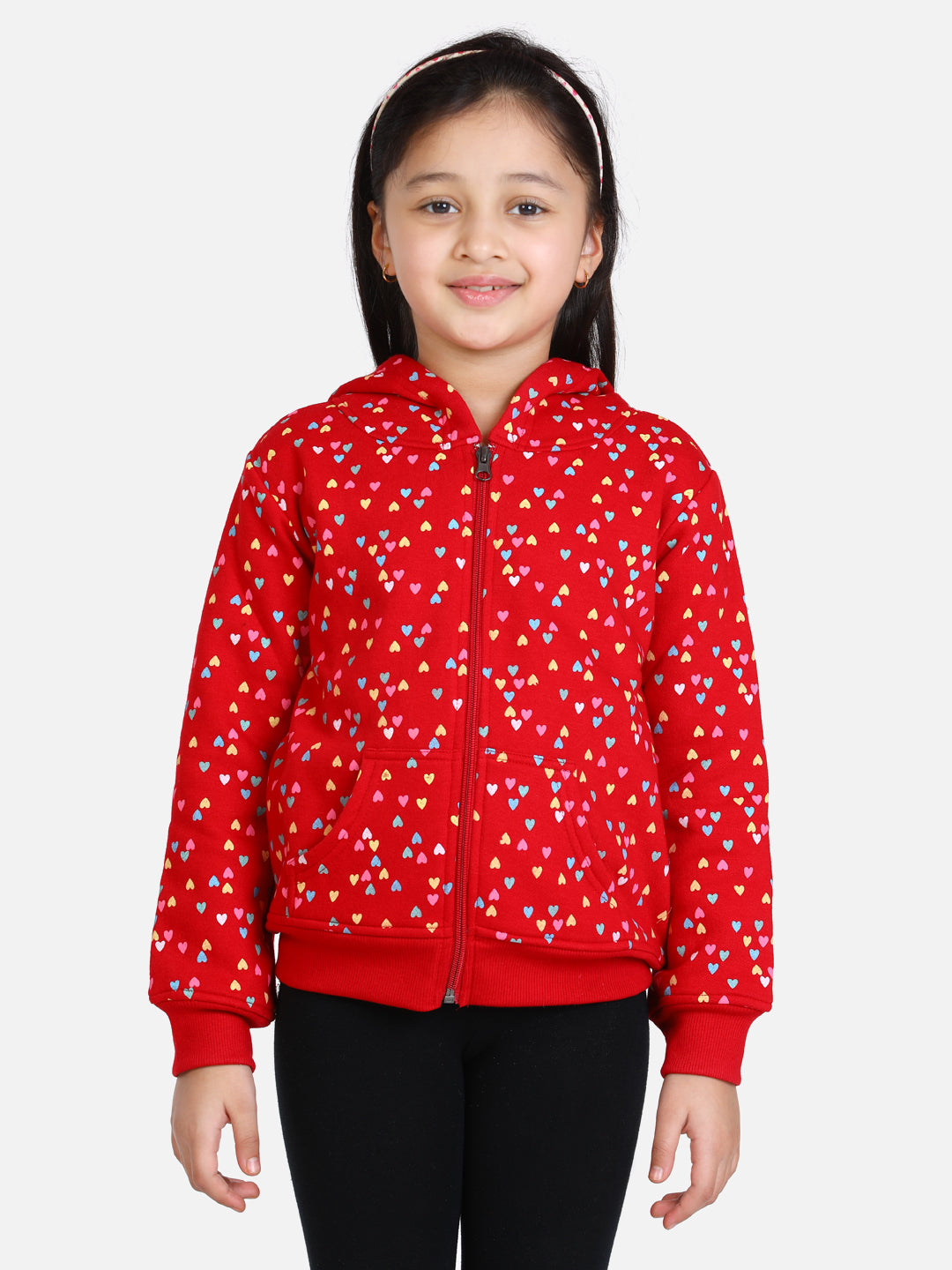Girl's  Fuschia Pink Flamingo Printed Jacket With Hoodie - StyleStone Kid