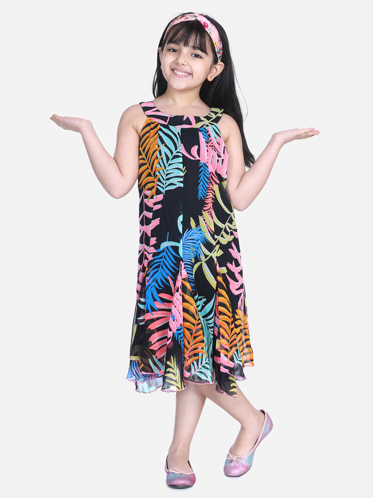Girl's  Multi Colour Stripe Dress With Flap Detail - S