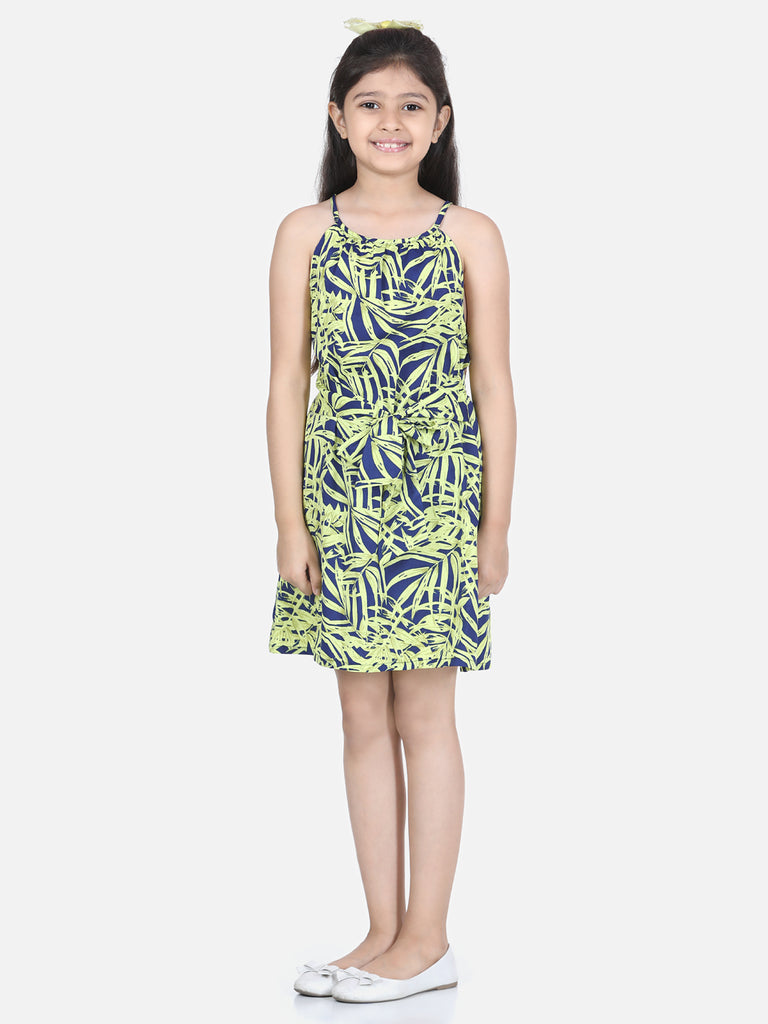 Girl's Coral Polka Front Tie Knot Dress - S