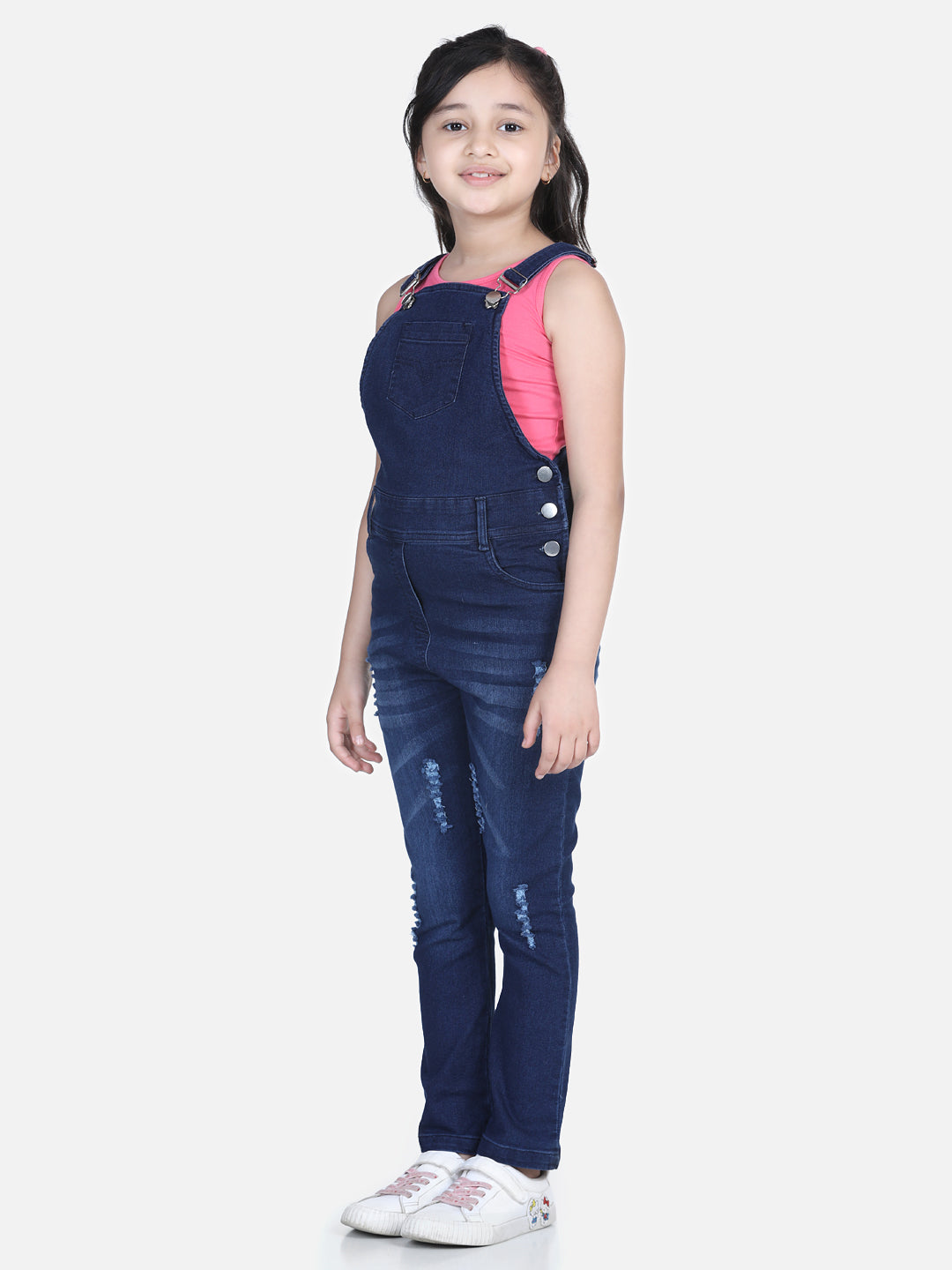 Girl's Denim Dungaree With Washed Effect (T-Shirt Not Included) - StyleStone Kid