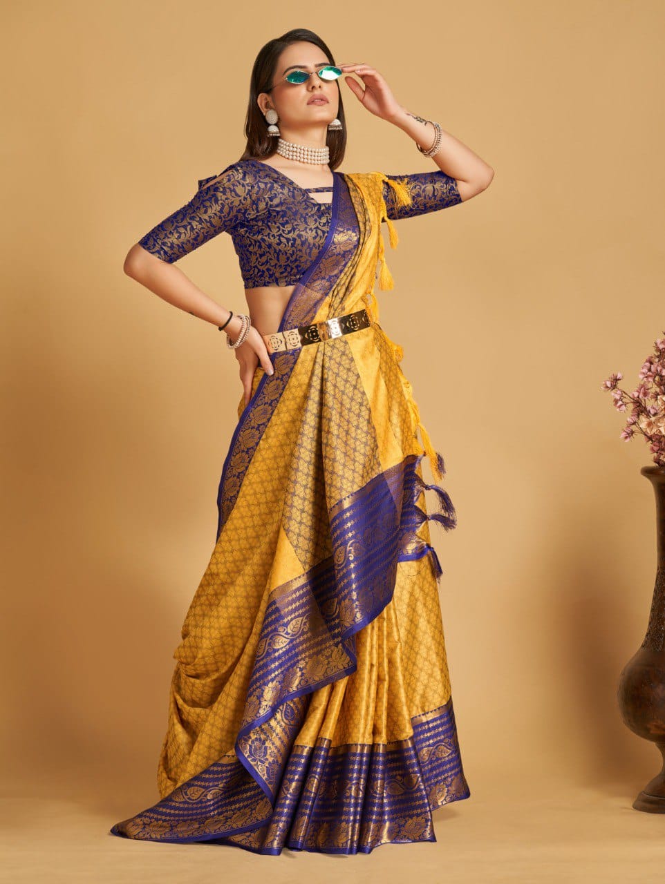 Women's Yellow Designer Saree Collection - Dwija Fashion