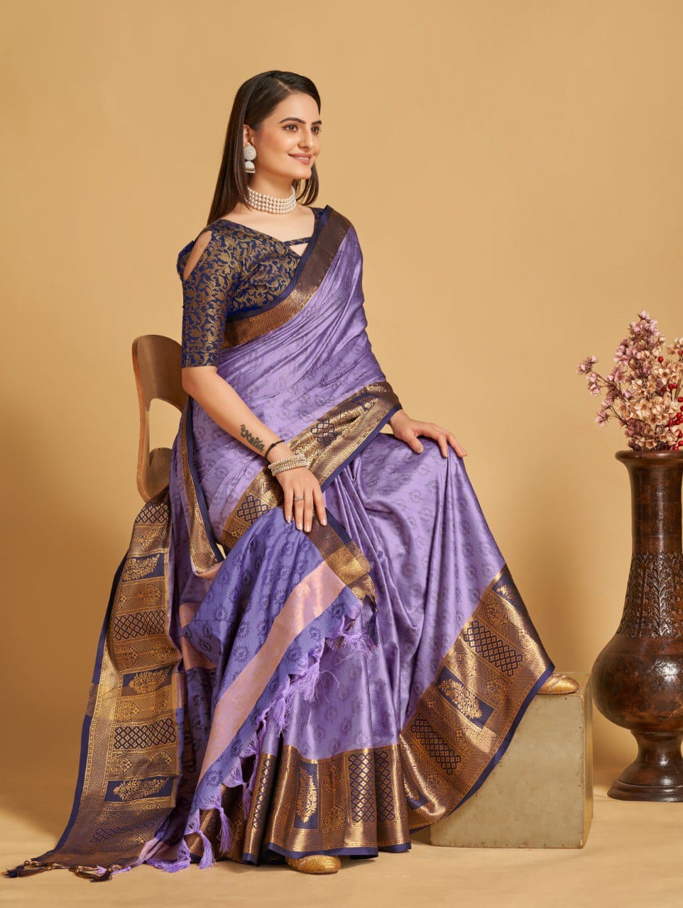 Women's Purple Designer Saree Collection - Dwija Fashion