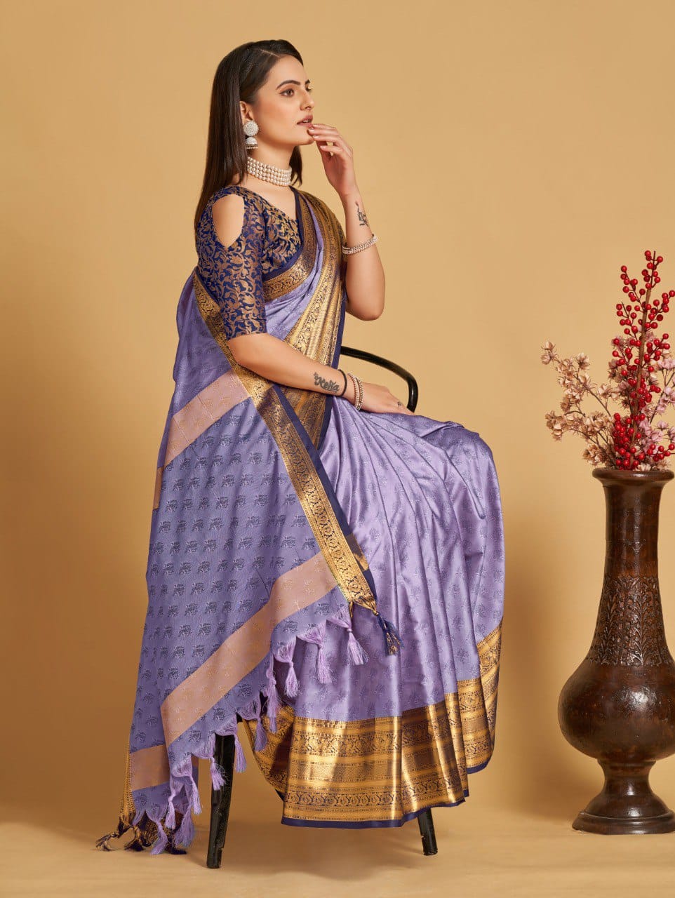 Women's Purple Designer Saree Collection - Dwija Fashion