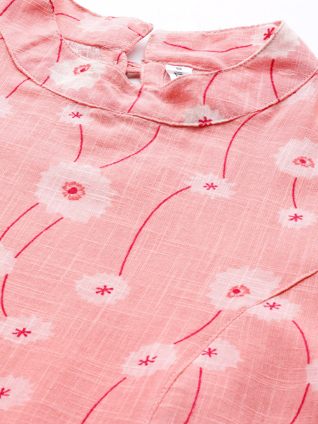 Women's Peach Printed Cotton Sulb A Line Dress - Yufta