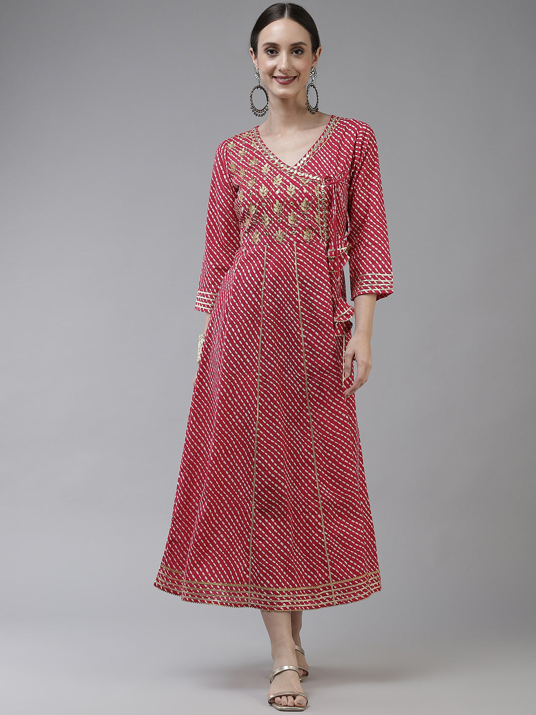 Pink Ethnic Motifs Maxi Dress freeshipping - Yufta Store M / Pink / Pure Cotton Pink Ethnic Motifs Maxi Dress freeshipping - Yufta Store M / Pink / Pure Cotton