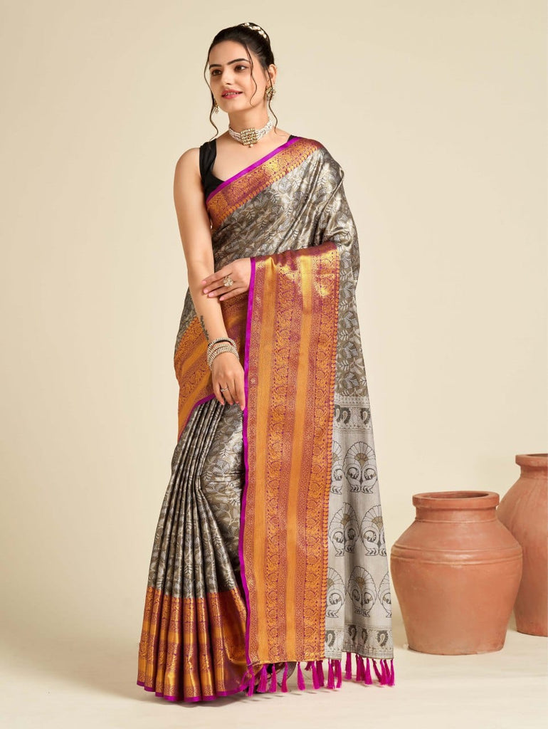 Women's Grey Designer Saree Collection
