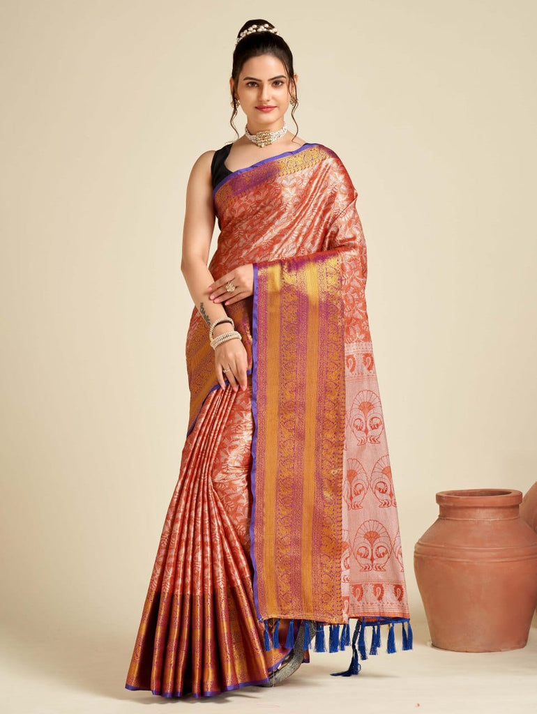 Women's Orange Designer Saree Collection