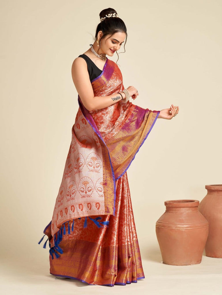 Women's Orange Designer Saree Collection