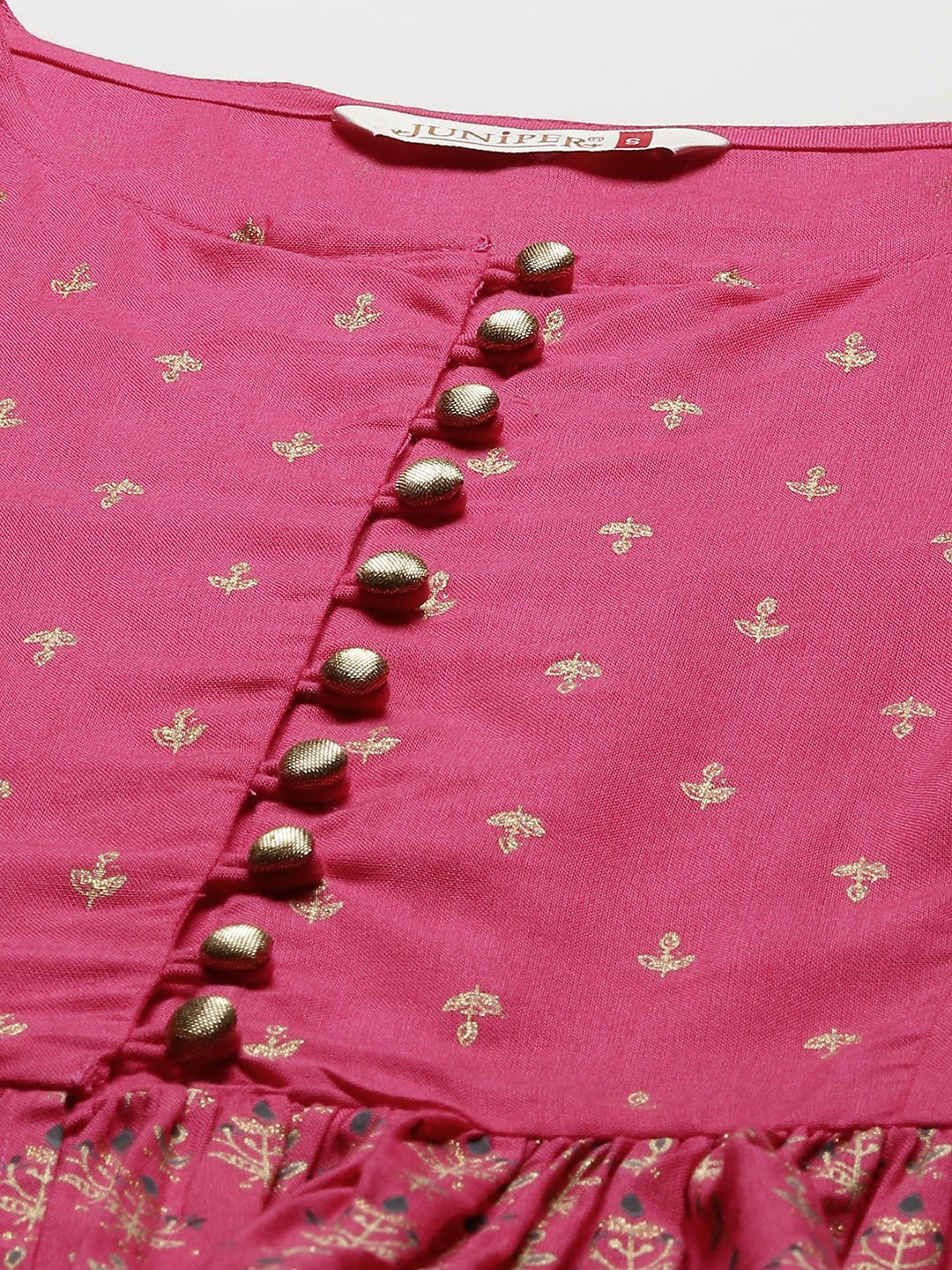 Women Pink Peplum Lehenga Choli Set by Juniper (2 Pc Set)