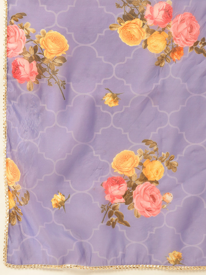 Women's Red Chanderi Straight Embroidered Kurta Pant With Dupatta