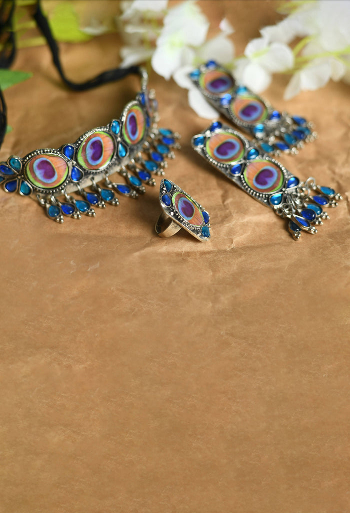 Trendia Peacock wings design Necklace with Ear