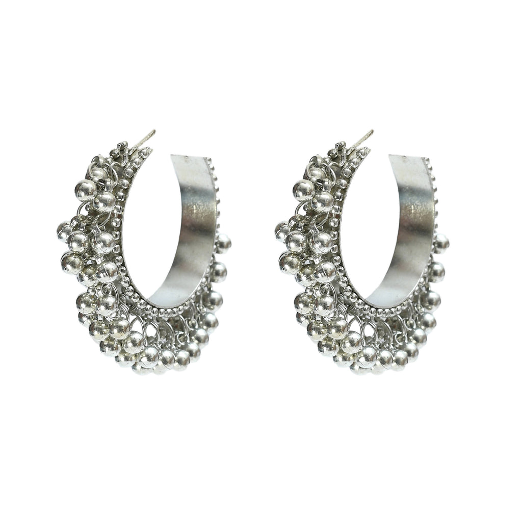 Johar Kamal German Silver Oxidised Budha Necklace with Ear