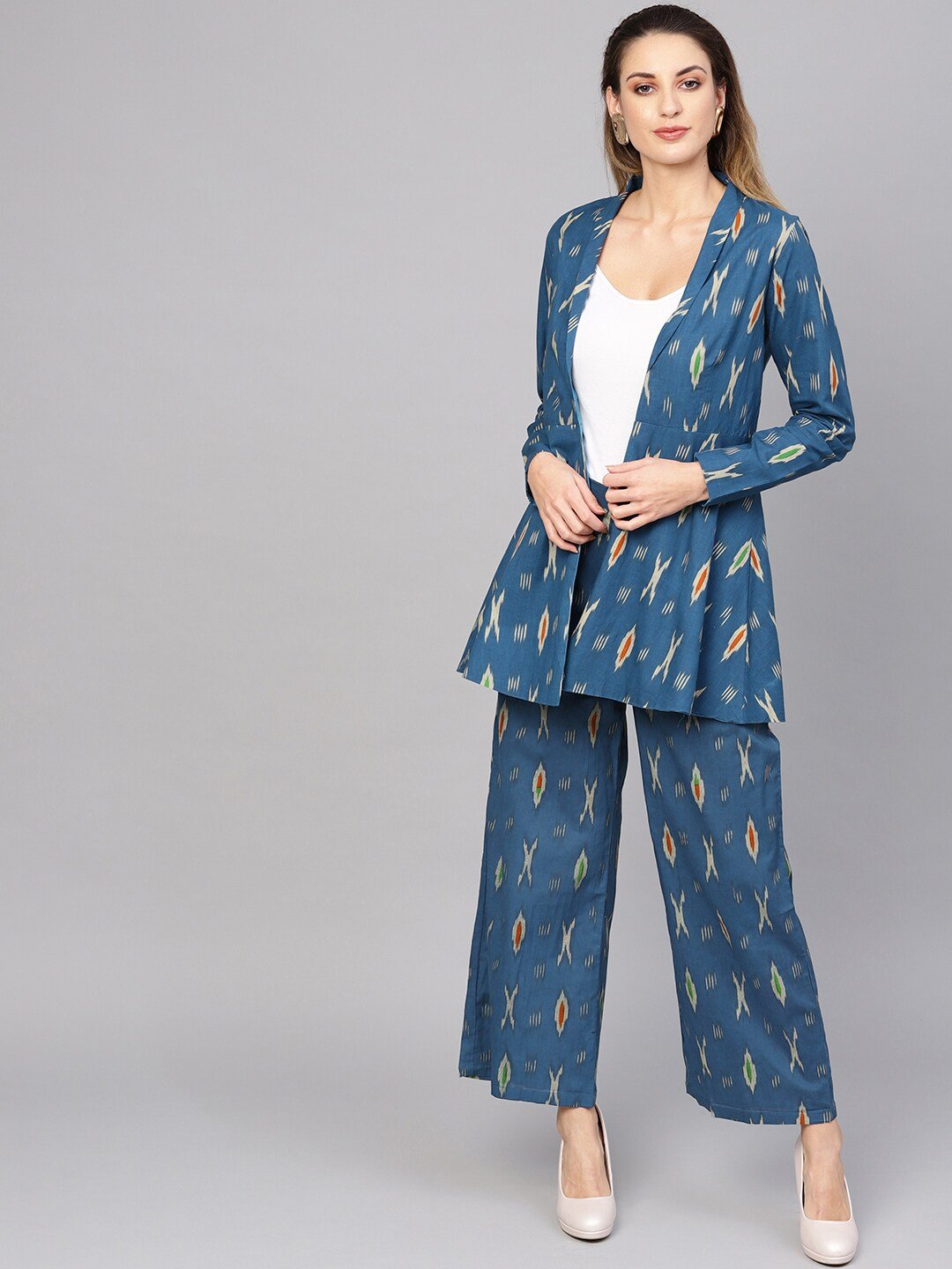 Women's  Printed Coat with Trousers - AKS