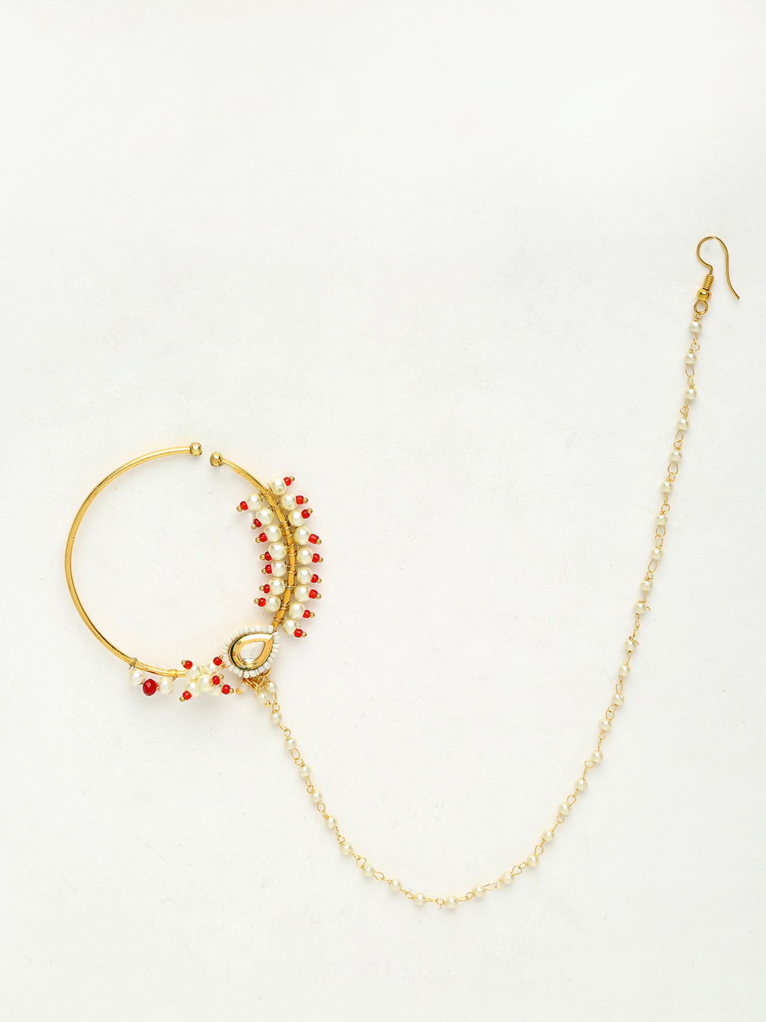 Royal Kundan & Pearl Nose Ring By Ruby Raang