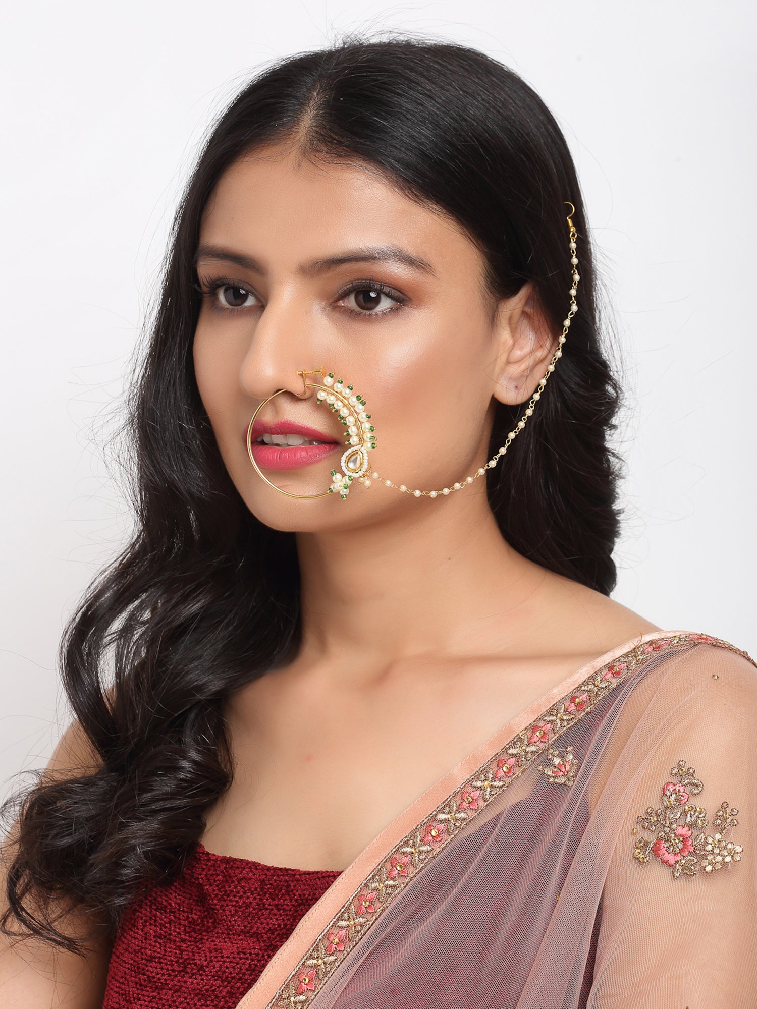 Maharani Pearl Nose Ring Nath By Ruby Raang
