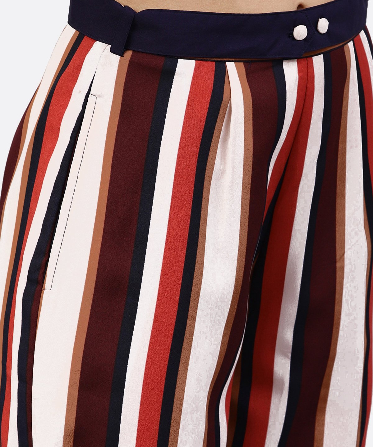 Women's Multi Printed Ankle Length Striped Trouser - Nayo Clothing