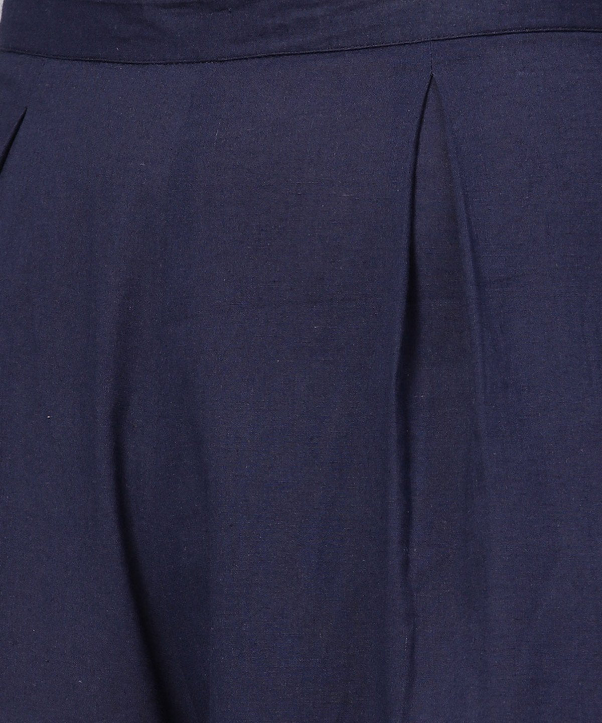 Women's Beige Full Sleeve Cotton Anarkali Kurta With Blue Flared Ankle Length Palazzo - Nayo Clothing