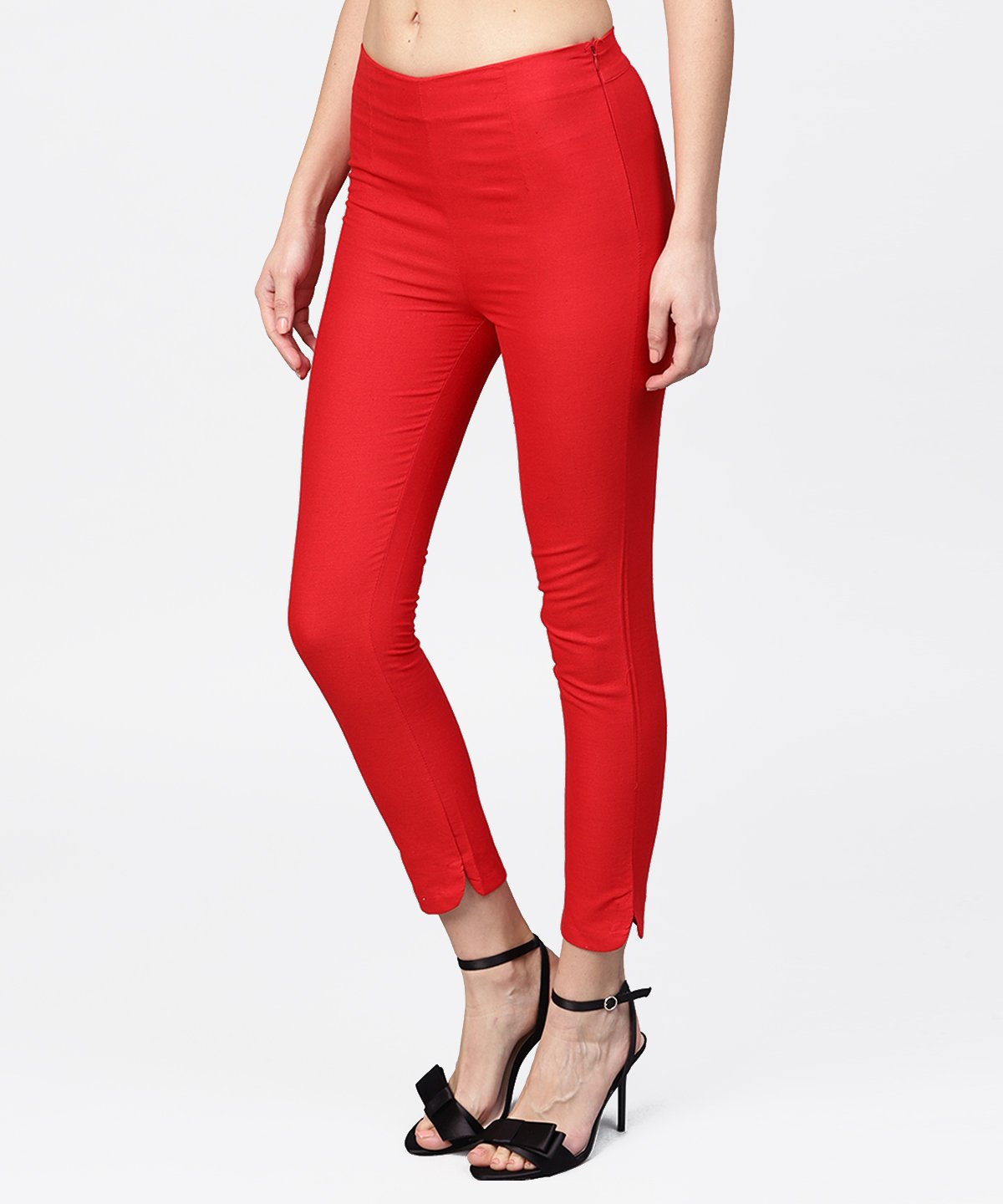 Women's Red Straight Ankle Length Palazzo - Nayo Clothing