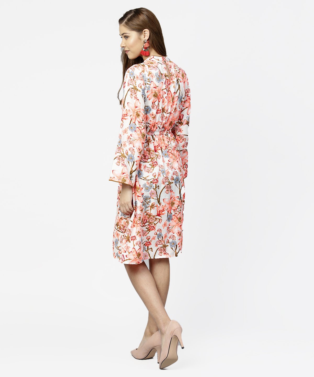 Women's Peack Flower Print Full Sleeve A-Line Dress - Nayo Clothing