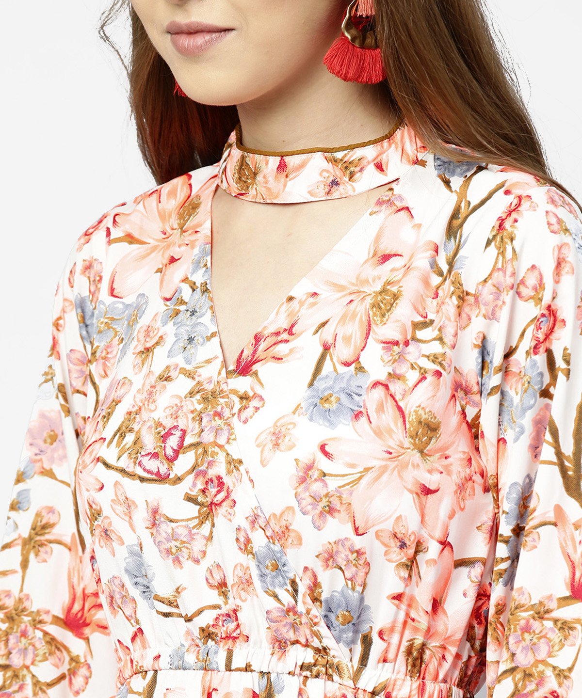 Women's Peack Flower Print Full Sleeve A-Line Dress - Nayo Clothing