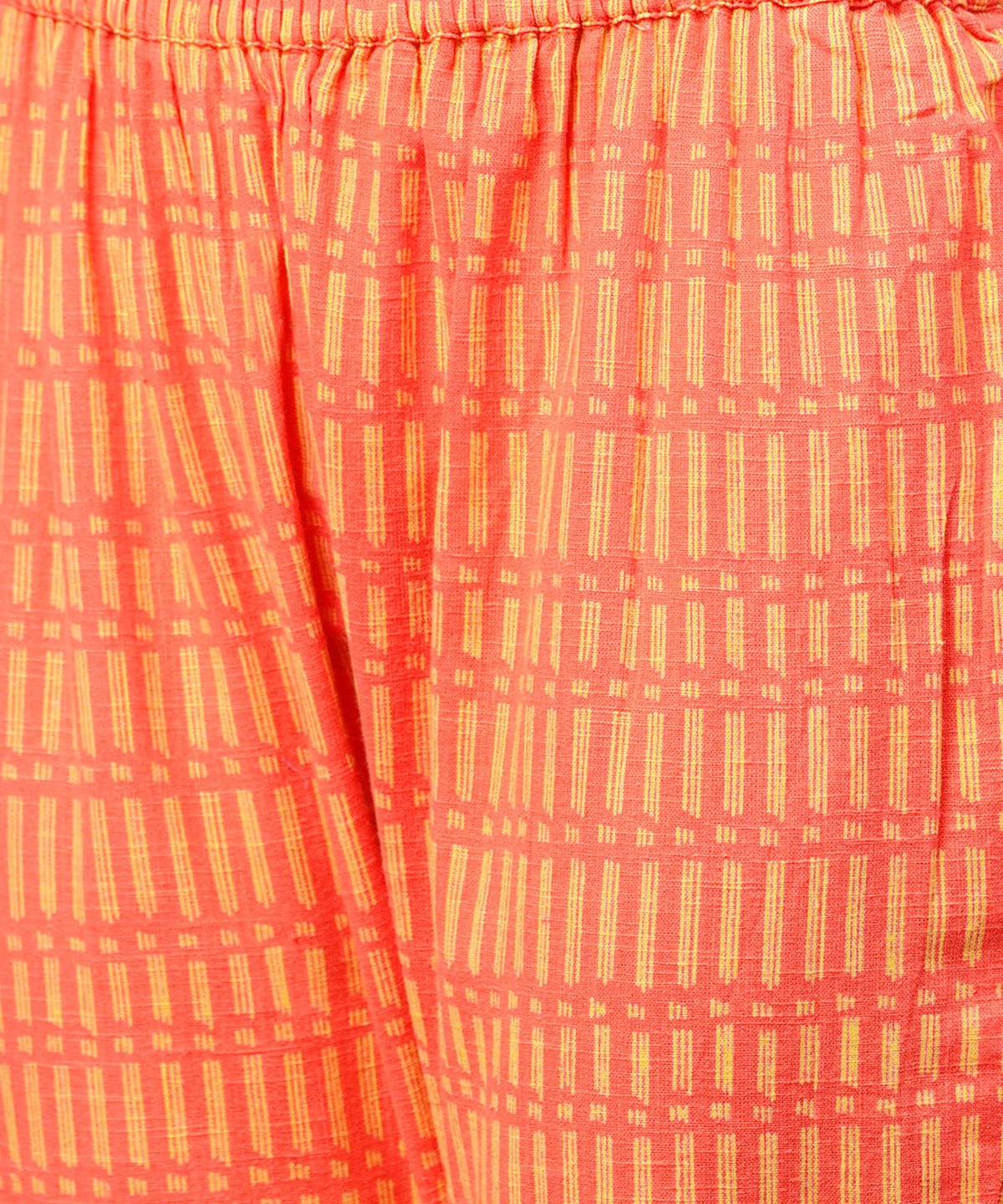 Women's Peach Half Sleeve Cotton Assymetric Kurta With Ankle Length Pant - Nayo Clothing