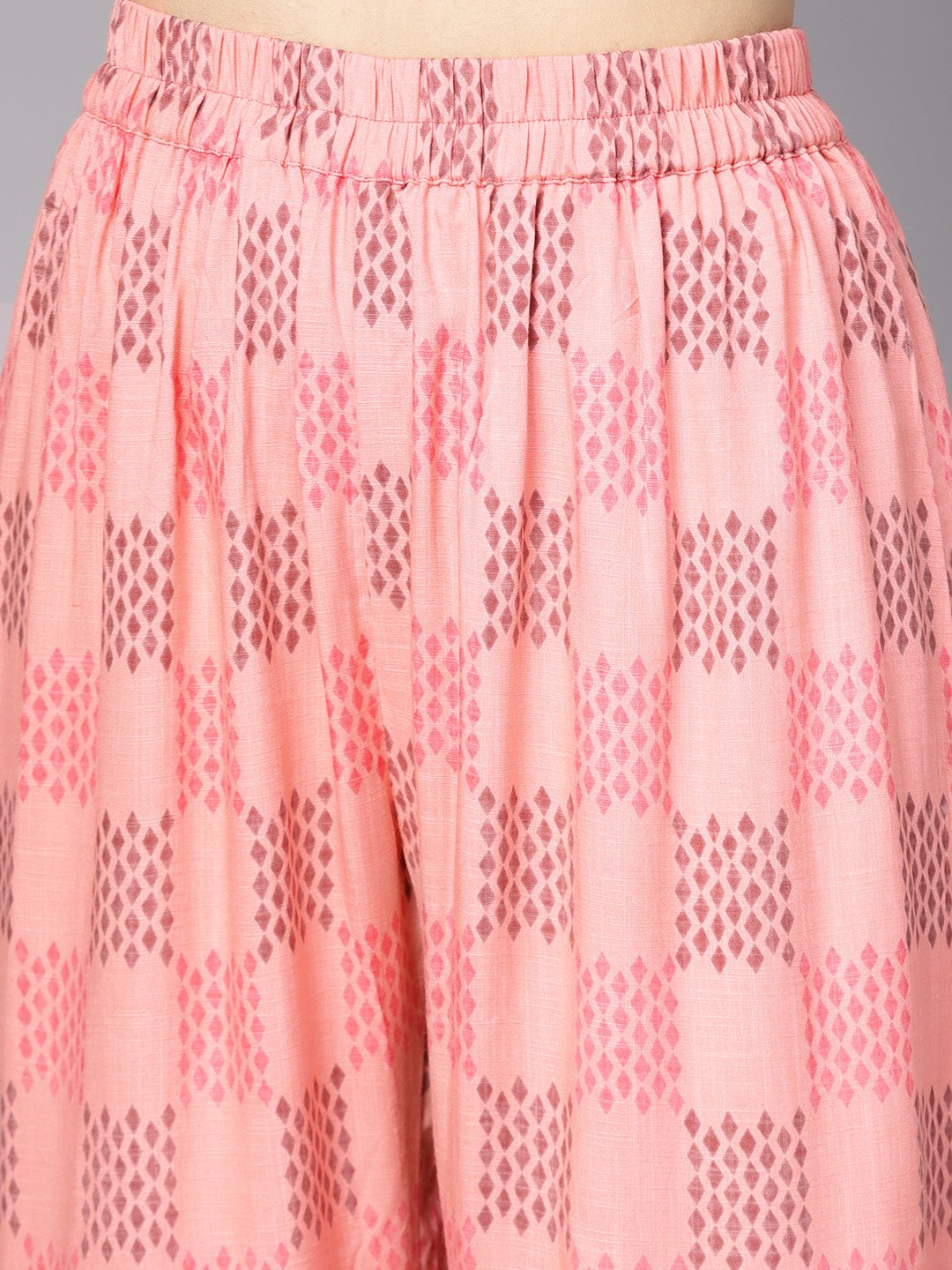 Women's Pink & Brown A-Line Kurta Set With Pants - Nayo Clothing