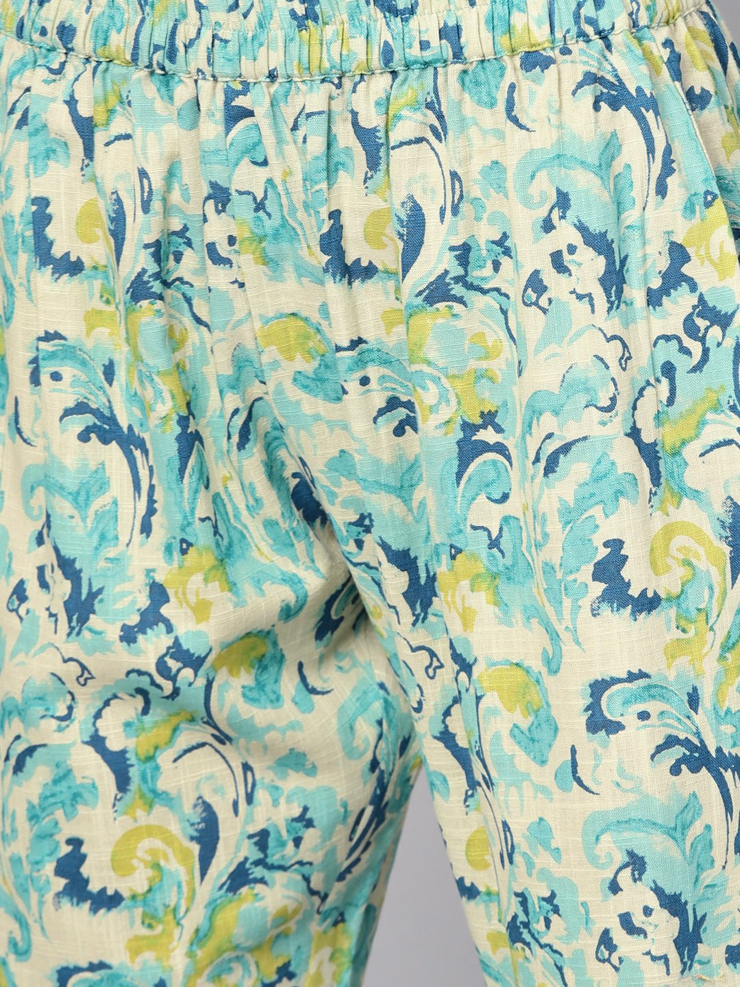 Women's Blue Printed 3/4Th Sleeve Cotton Kurta With Printed Palazzo And Dupatta - Nayo Clothing