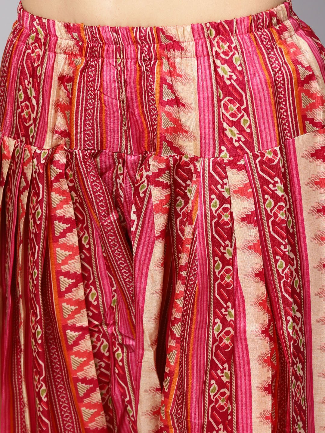 Women's Orange & Pink Printed Kurta With Palazzos & Dupatta - Nayo Clothing