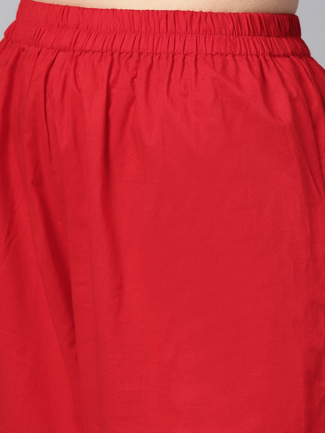 Women's Indigo Blue Multi Colored Printed Kurta Set With Solid Red Pants - Nayo Clothing